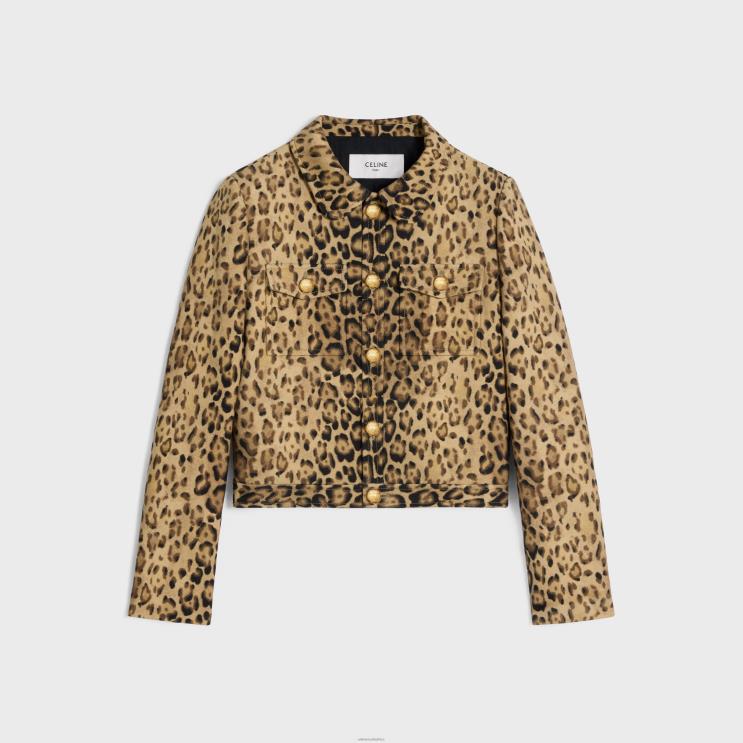 CELINE Leopard Trucker Jacket in Double Wool R0ZNN549