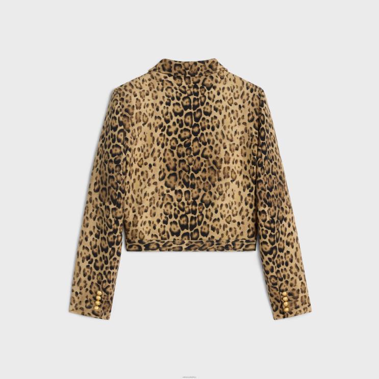 CELINE Leopard Trucker Jacket in Double Wool R0ZNN549