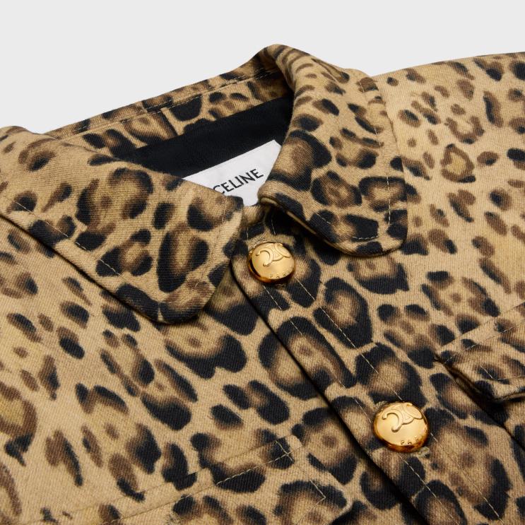 CELINE Leopard Trucker Jacket in Double Wool R0ZNN549