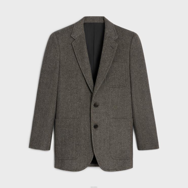 CELINE Marron/Latte Classic Jacket in Herringbone Cashmere R0ZNN628