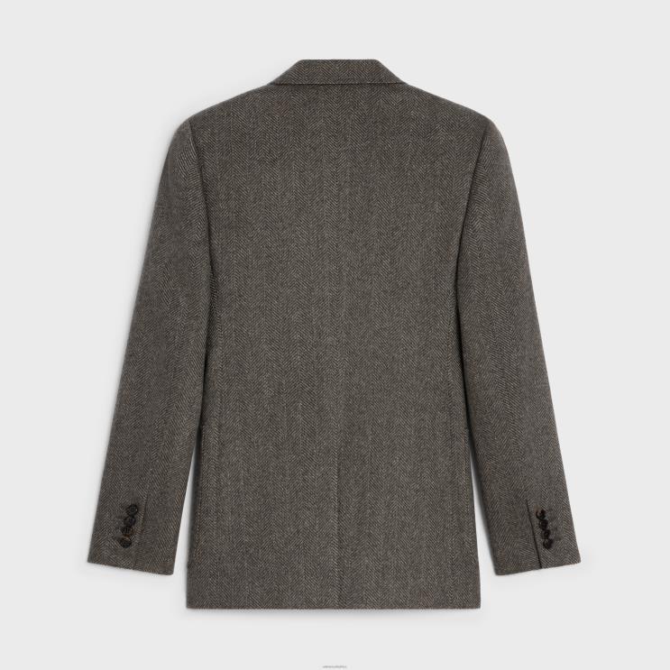CELINE Marron/Latte Classic Jacket in Herringbone Cashmere R0ZNN628
