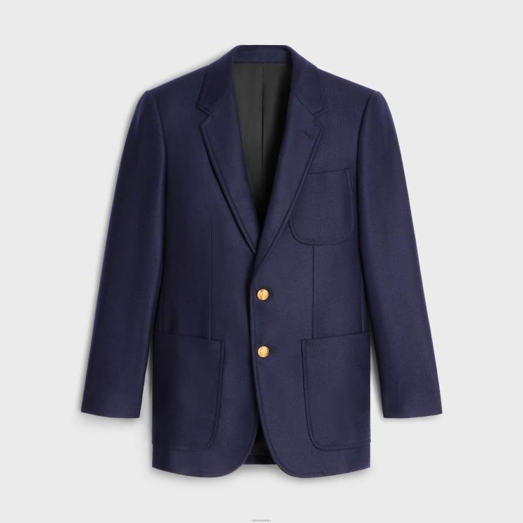 CELINE Navy Classic Jacket in Cashmere Flannel R0ZNN718