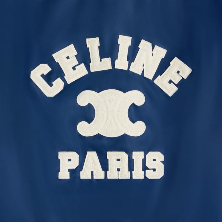 CELINE Navy Paris Hooded Teddy Jacket in Nylon R0ZNN667