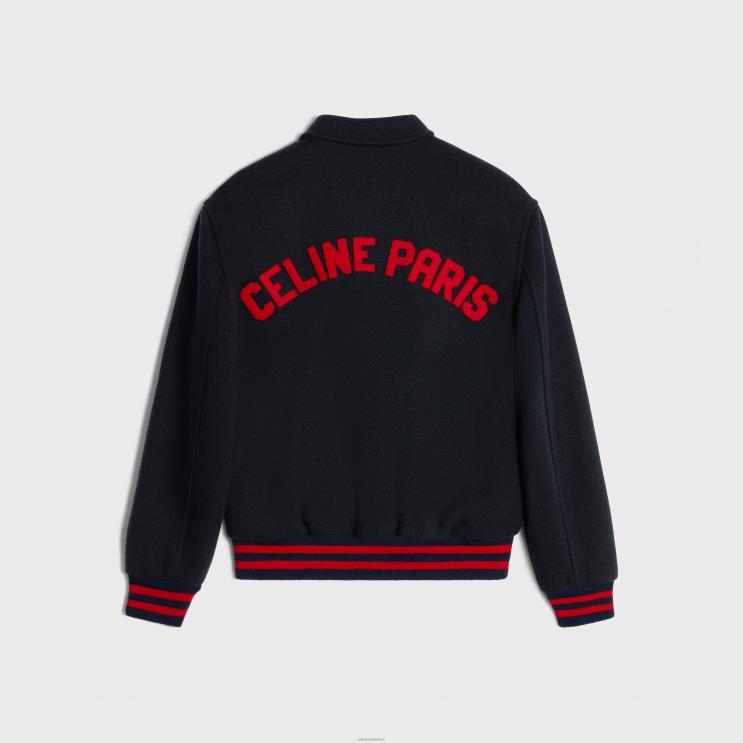 CELINE Navy Paris Teddy Jacket in Textured Wool R0ZNN664