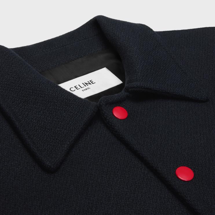 CELINE Navy Paris Teddy Jacket in Textured Wool R0ZNN664