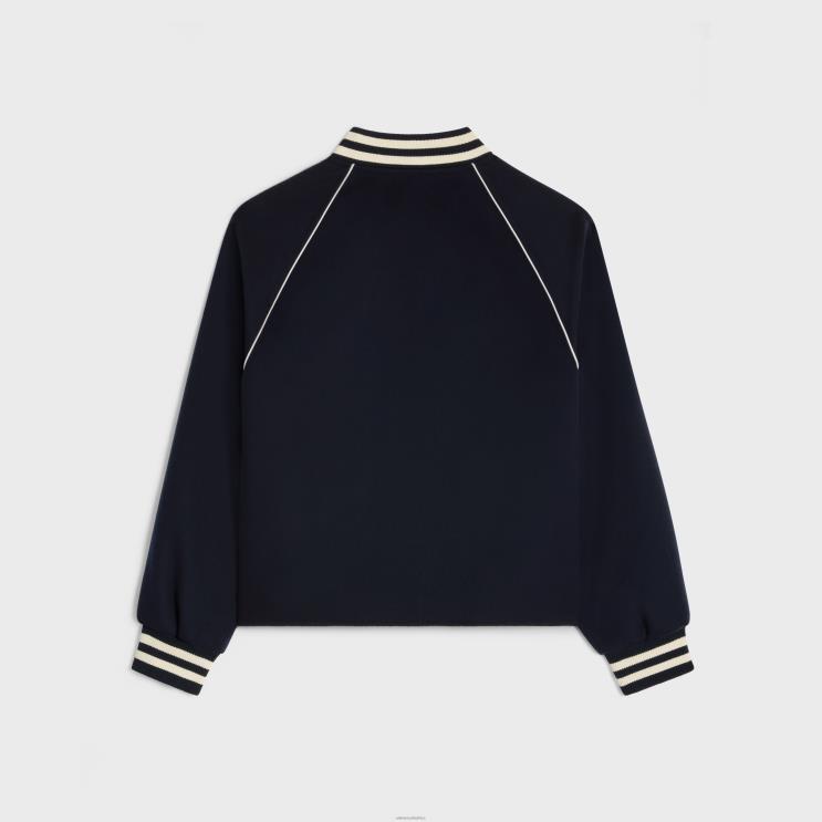 CELINE Navy Triomphe Teddy Jacket in Wool Cloth R0ZNN665