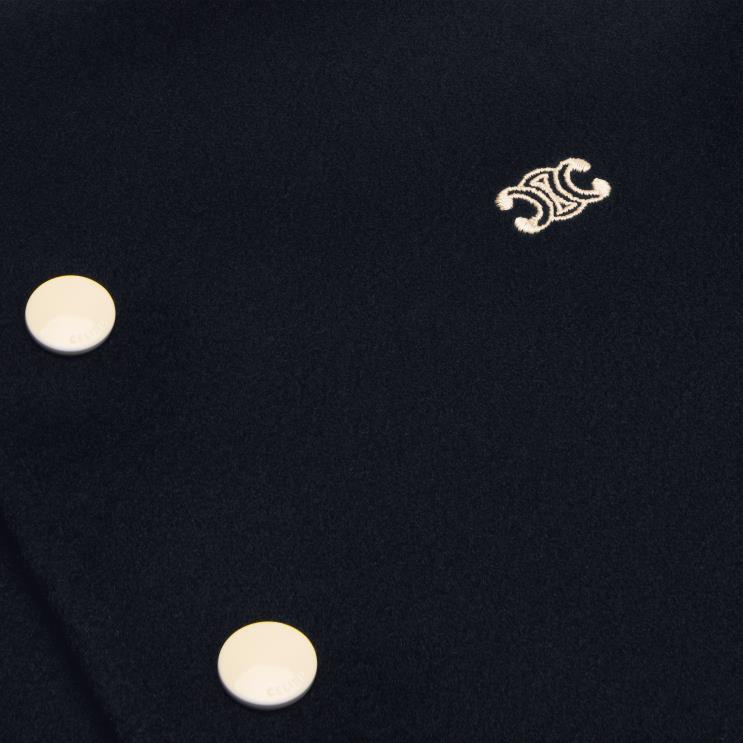 CELINE Navy Triomphe Teddy Jacket in Wool Cloth R0ZNN665
