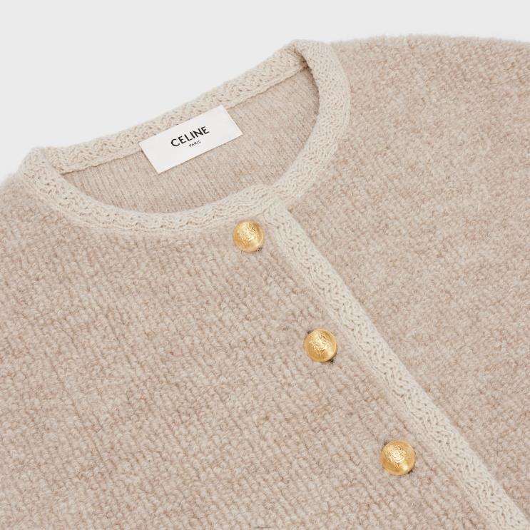 CELINE Oatmeal Cardigan Jacket in Alpaca Wool R0ZNN767