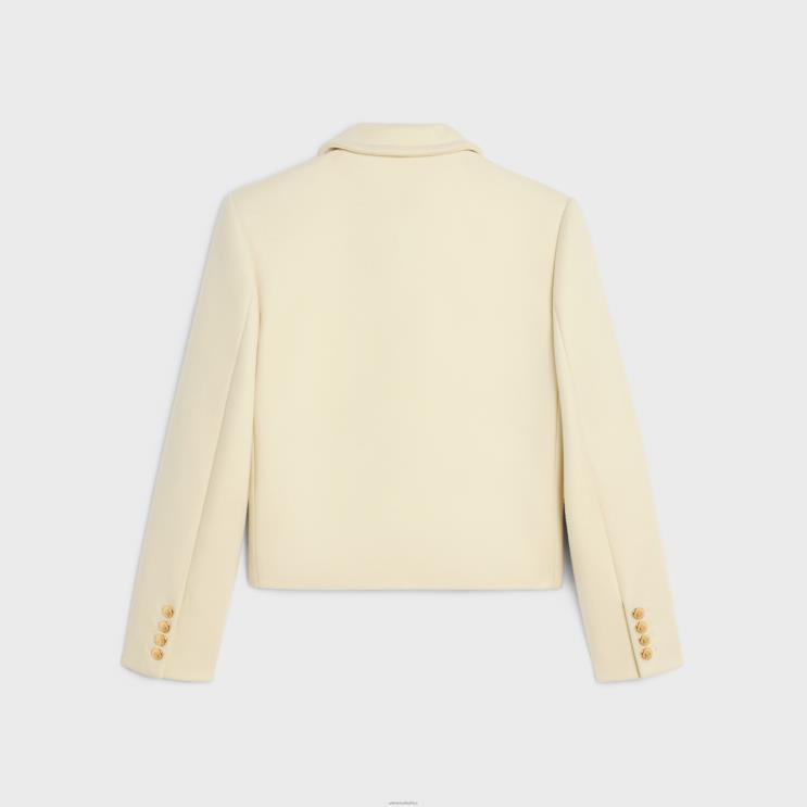 CELINE Off White Jacket With Claudine Collar in Wool Cloth R0ZNN687