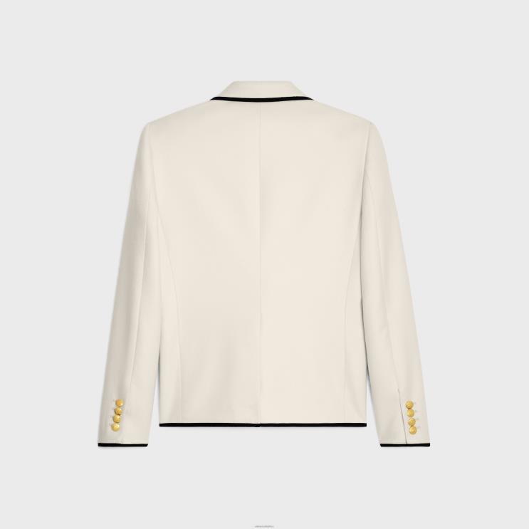 CELINE Off White Short Jacket in Cashmere Flannel R0ZNN710