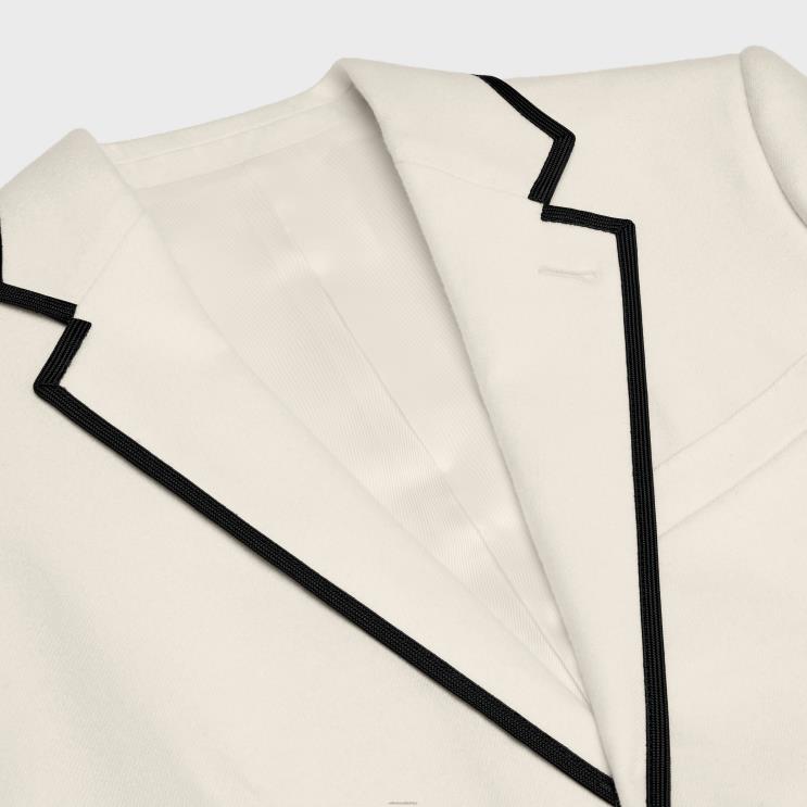 CELINE Off White Short Jacket in Cashmere Flannel R0ZNN710