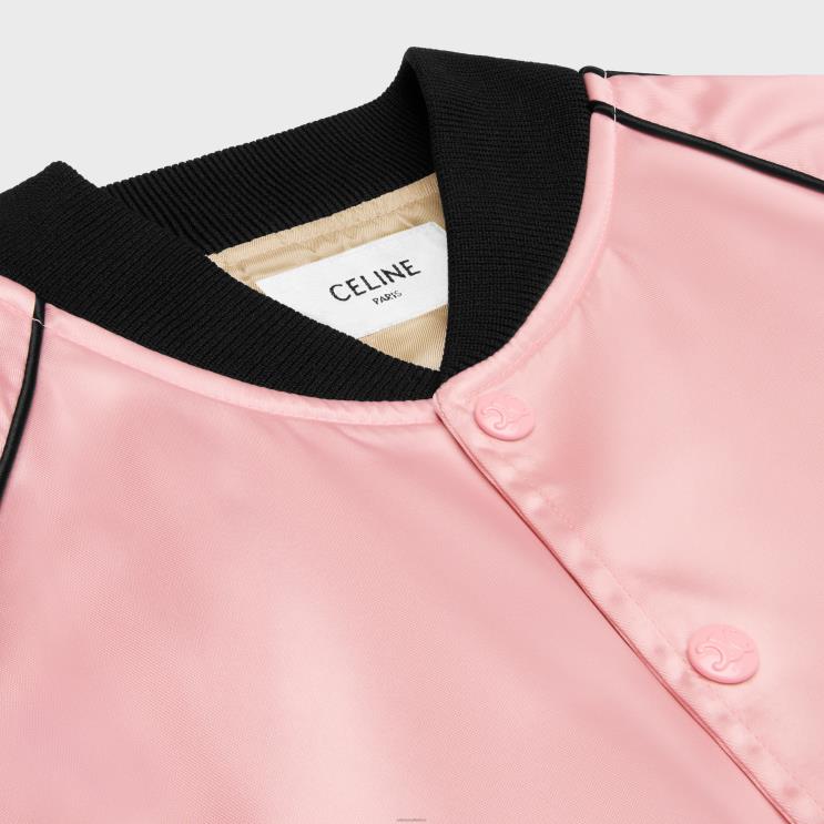 CELINE Pink Teddy Jacket in Satin-Finish Nylon R0ZNN594