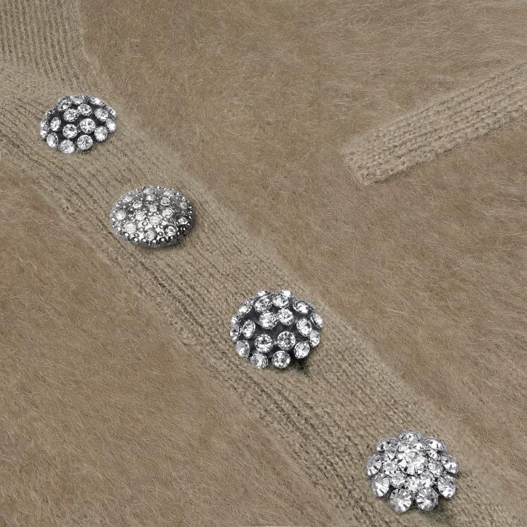 CELINE Taupe Cardigan Jacket in Brushed Mohair R0ZNN615