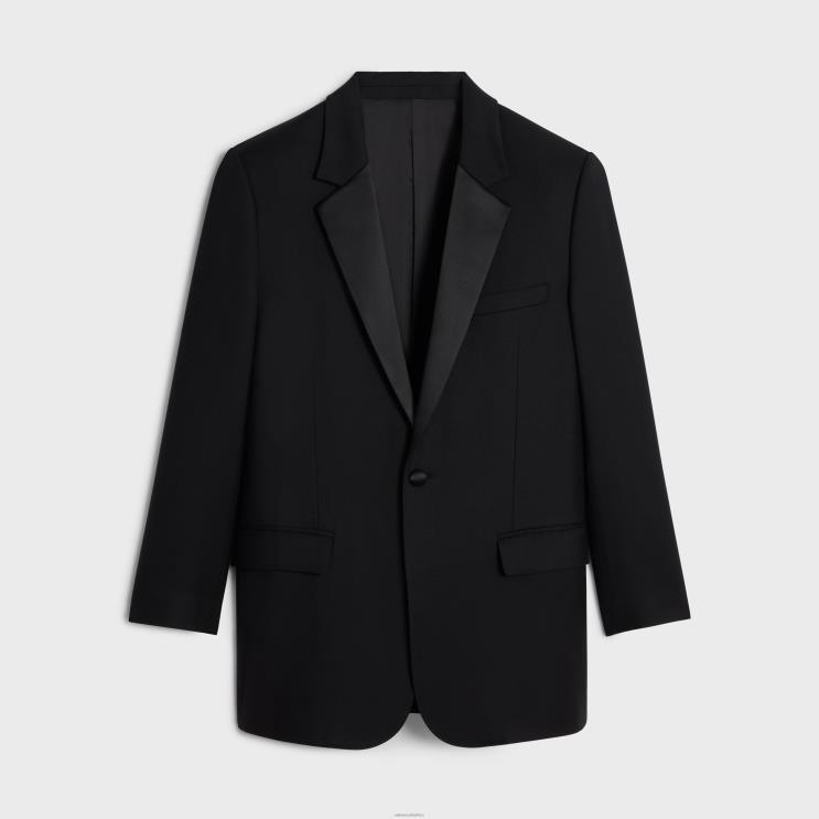 CELINE Ultra Black Tommy Tux Jacket in Wool Gabardine R0ZNN571