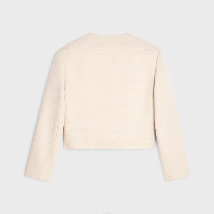 CELINE Vanilla Cropped Military Jacket in Silk Rush R0ZNN688