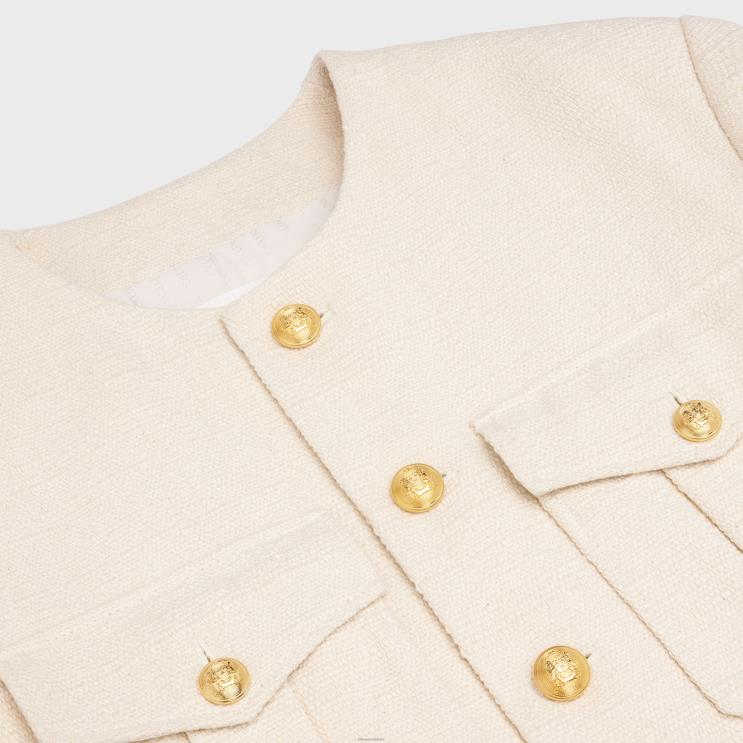 CELINE Vanilla Cropped Military Jacket in Silk Rush R0ZNN688