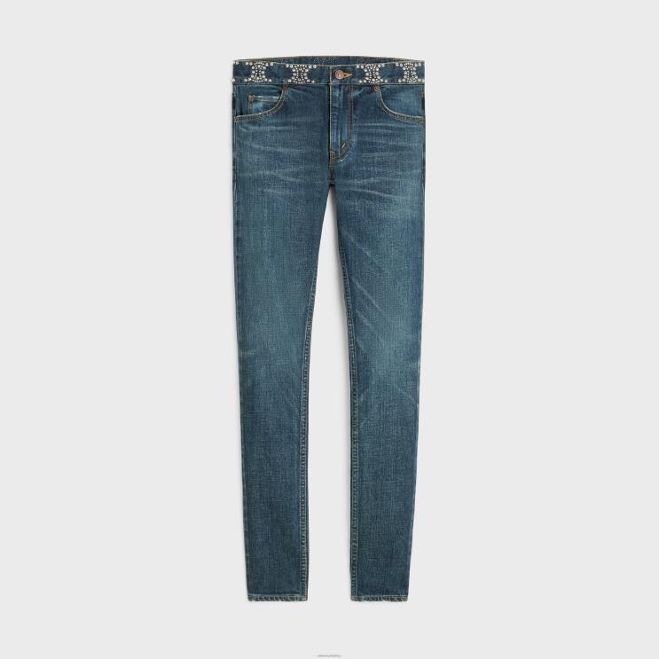 CELINE Clean Dark Union Wash Neo Skinny Jeans in Denim R0ZNN868
