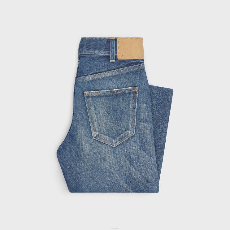 CELINE Dark Union Wash Flared Jeans in Denim Twill R0ZNN864