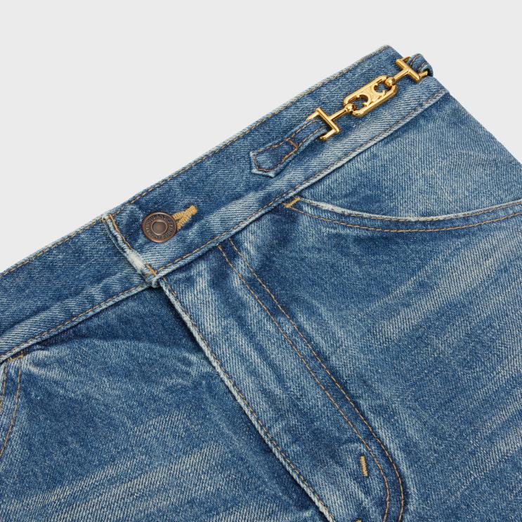 CELINE Union Wash Dylan Flared Jeans With Signature in Denim R0ZNN862