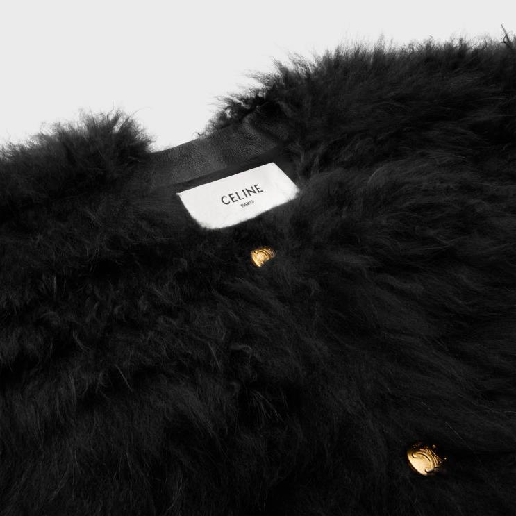 CELINE Black Embroidered Cardigan in Goat Cashmere R0ZNN620