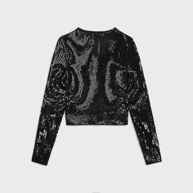 CELINE Black Embroidered Cardigan in Light Mohair R0ZNN568