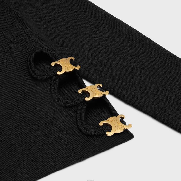 CELINE Black Square Collar Top in Underpinning Silk & Cotton R0ZNN747