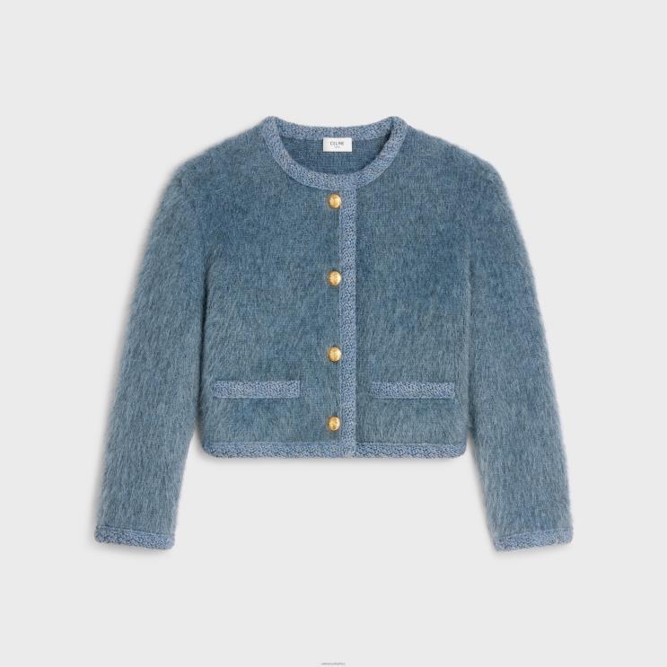 CELINE Blue Cardigan in Brushed Mohair R0ZNN765