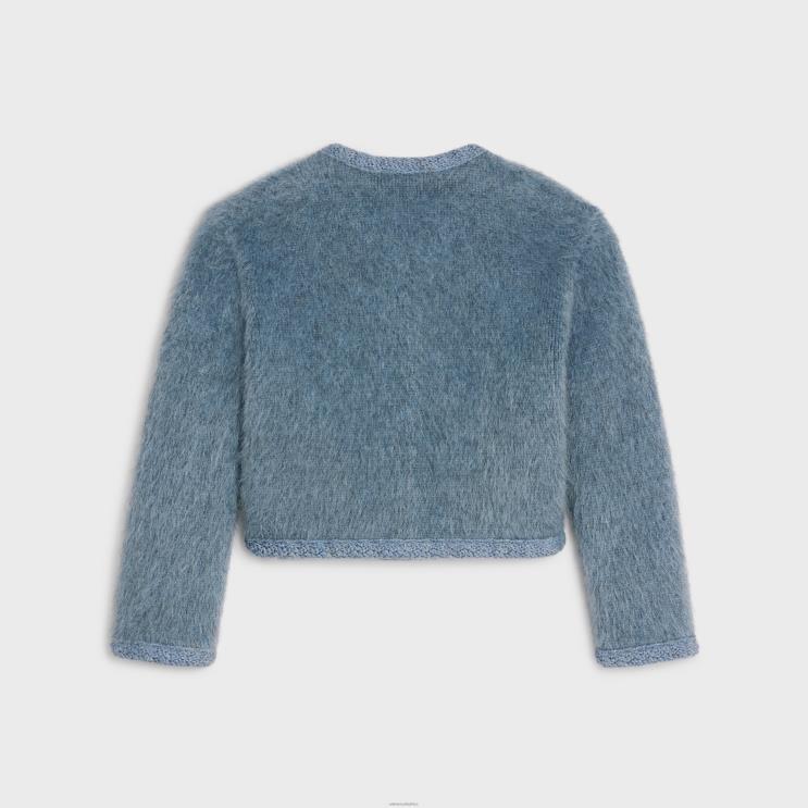 CELINE Blue Cardigan in Brushed Mohair R0ZNN765