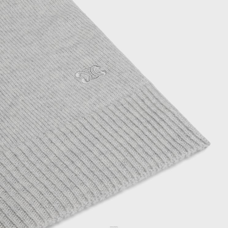 CELINE Light Grey Triomphe Cardigan in Heritage Cashmere R0ZNN761