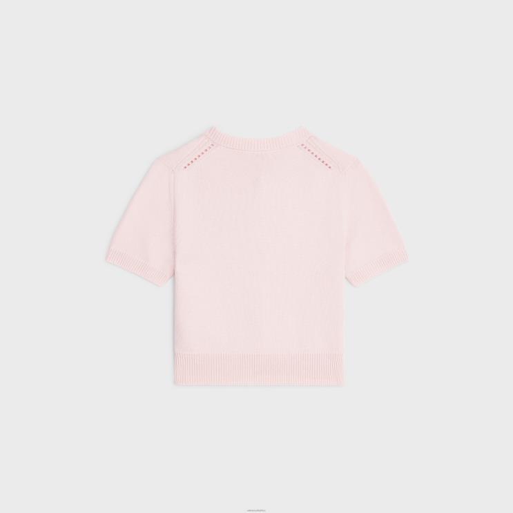 CELINE Light Pink Cropped Cardigan in Heritage Cashmere R0ZNN770