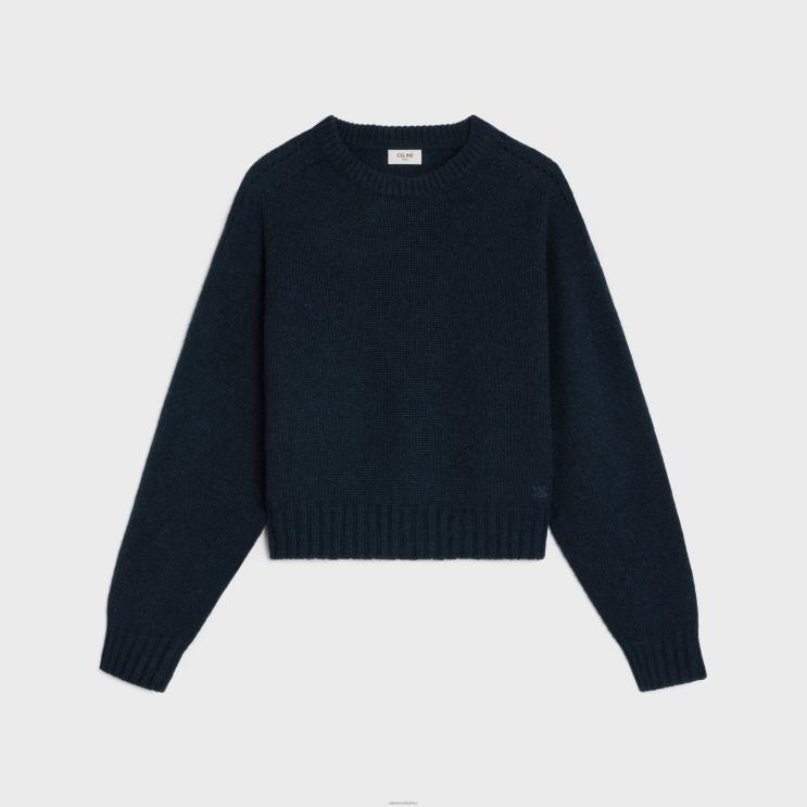 CELINE Navy Crew Neck Sweater in Seamless Cashmere R0ZNN602