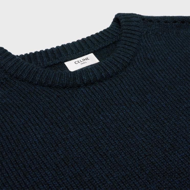 CELINE Navy Crew Neck Sweater in Seamless Cashmere R0ZNN602