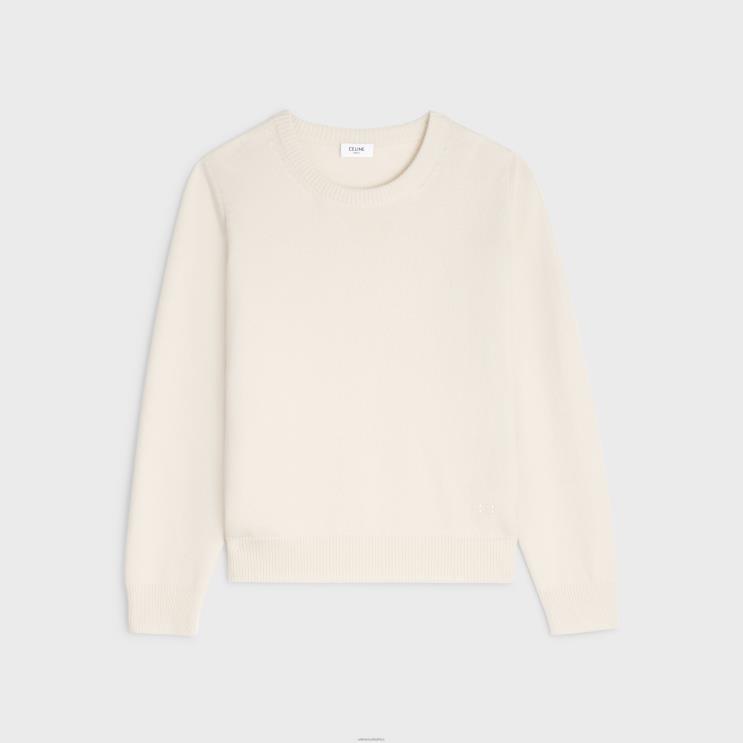 CELINE Off White Crew Neck Sweater in Heritage Cashmere R0ZNN755
