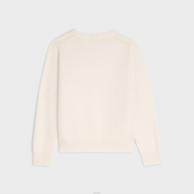 CELINE Off White Crew Neck Sweater in Heritage Cashmere R0ZNN755