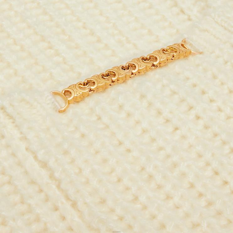 CELINE Off White Vareuse in Ribbed Wool & Cashmere R0ZNN751