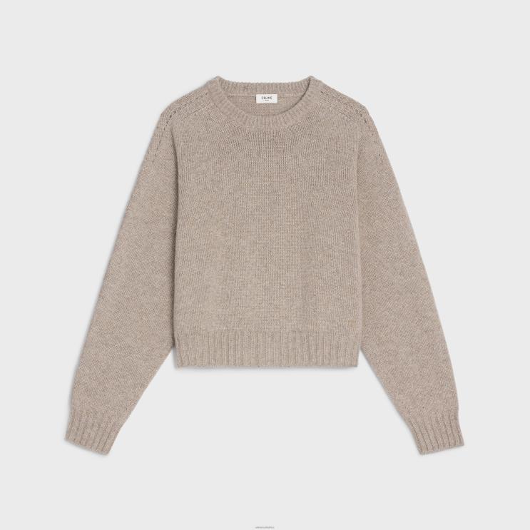 CELINE Sand Crew Neck Sweater in Seamless Cashmere R0ZNN753
