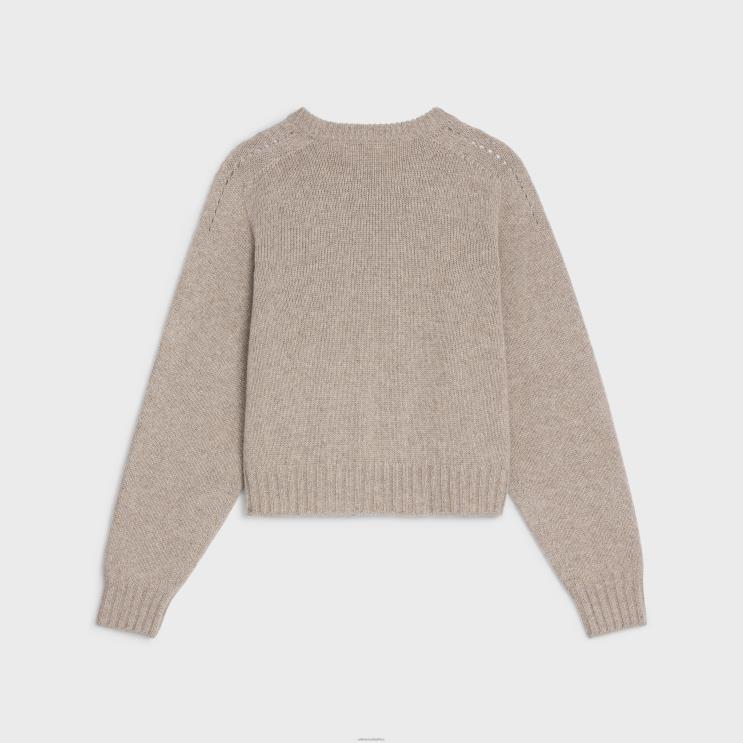 CELINE Sand Crew Neck Sweater in Seamless Cashmere R0ZNN753
