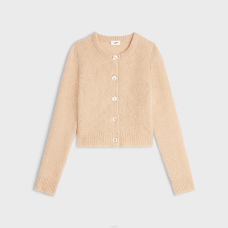 CELINE Straw Triomphe Cardigan in Cashmere & Silk R0ZNN762