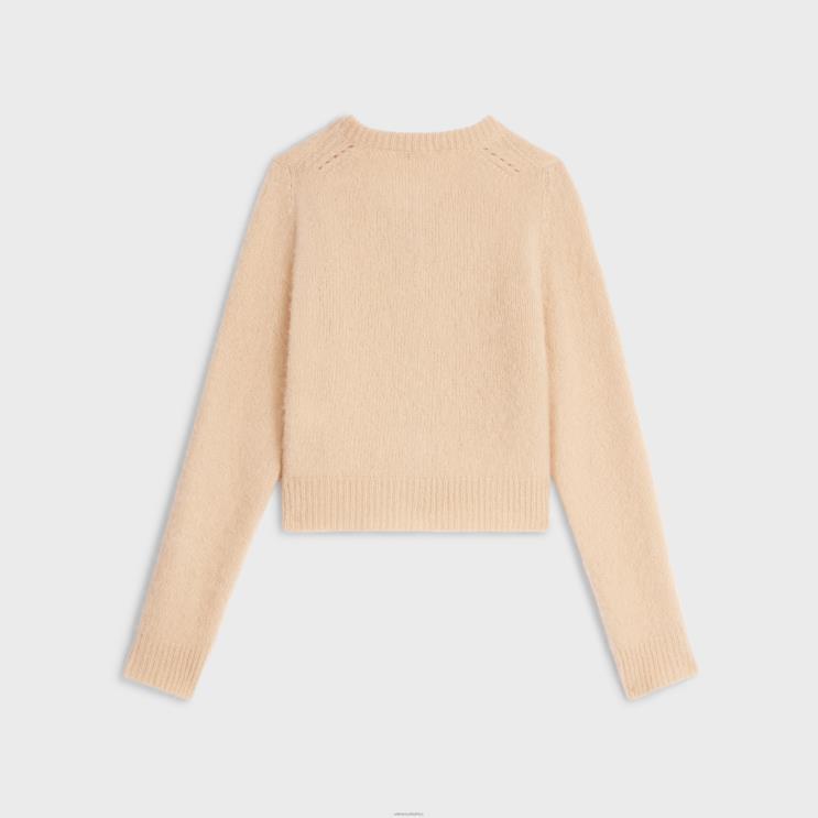 CELINE Straw Triomphe Cardigan in Cashmere & Silk R0ZNN762