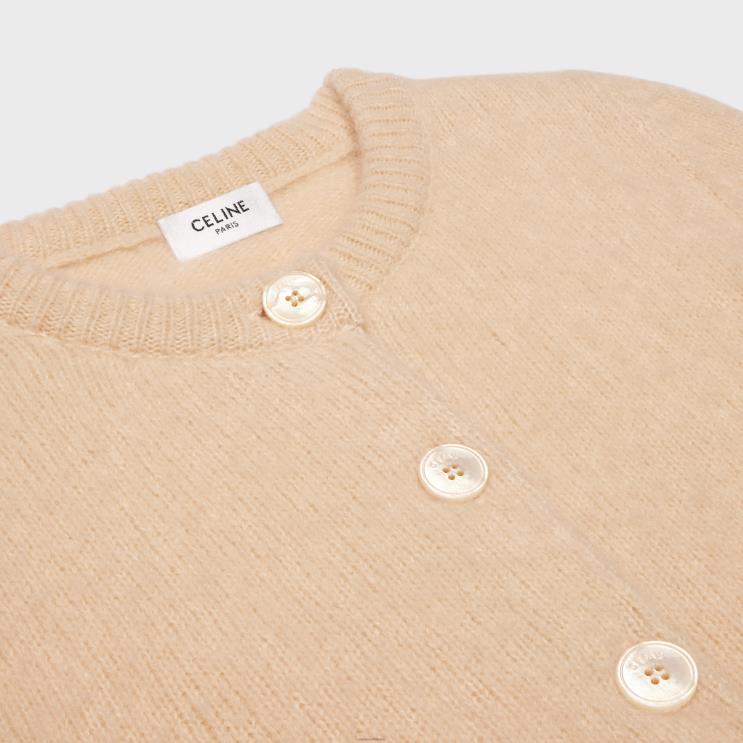 CELINE Straw Triomphe Cardigan in Cashmere & Silk R0ZNN762