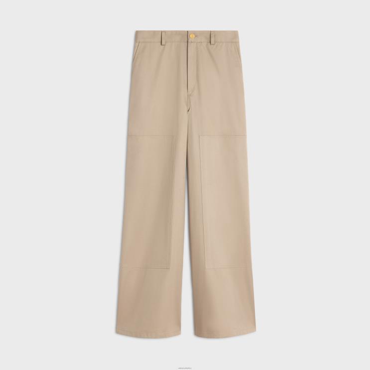 CELINE Beige Taillat Pants in Cotton Gabardine R0ZNN875