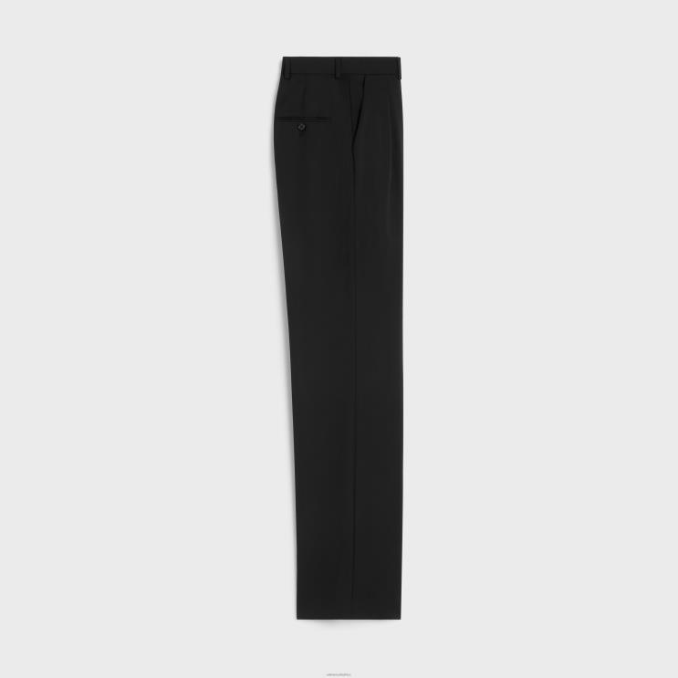 CELINE Black Double-Pleated Tixie Pants in Wool R0ZNN872