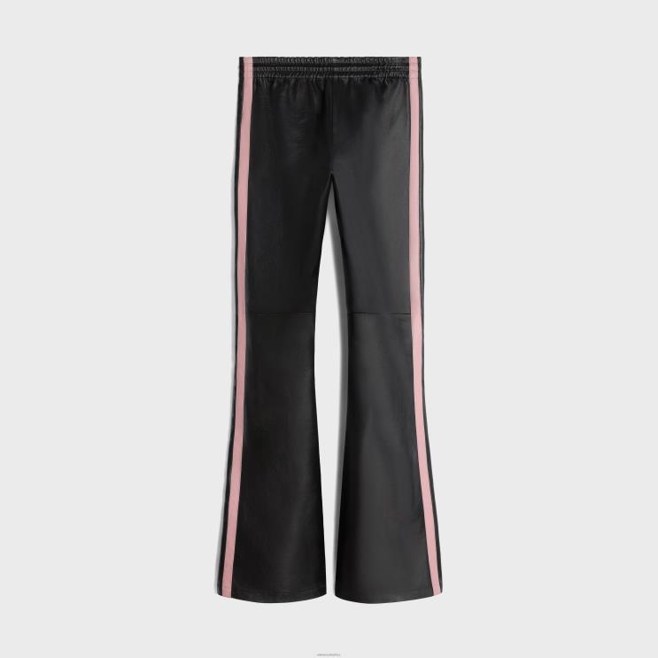 CELINE Black/Pink Tracksuit Pants in Soft Lambskin R0ZNN559