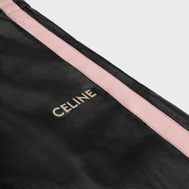 CELINE Black/Pink Tracksuit Pants in Soft Lambskin R0ZNN559