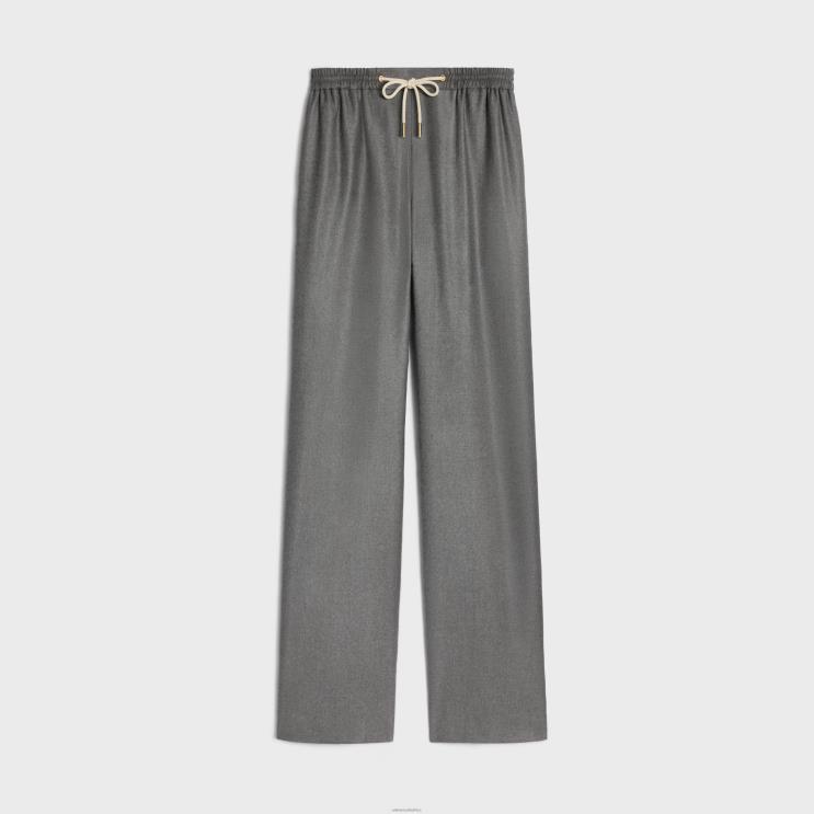 CELINE Gris Melange Straight Jogging Pants in Cashmere Flannel R0ZNN680