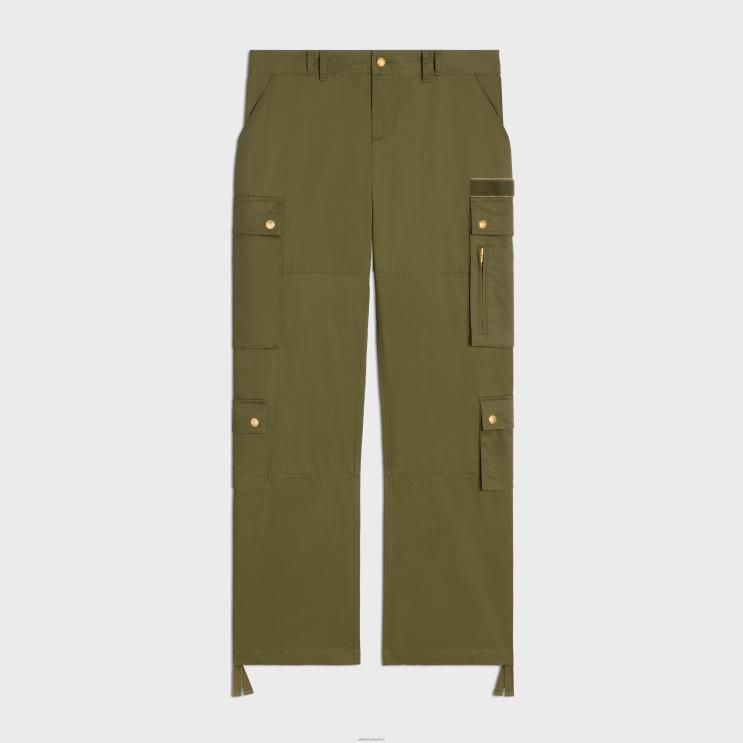 CELINE Kaki Militaire Cargo Pants in Cotton Linen R0ZNN650