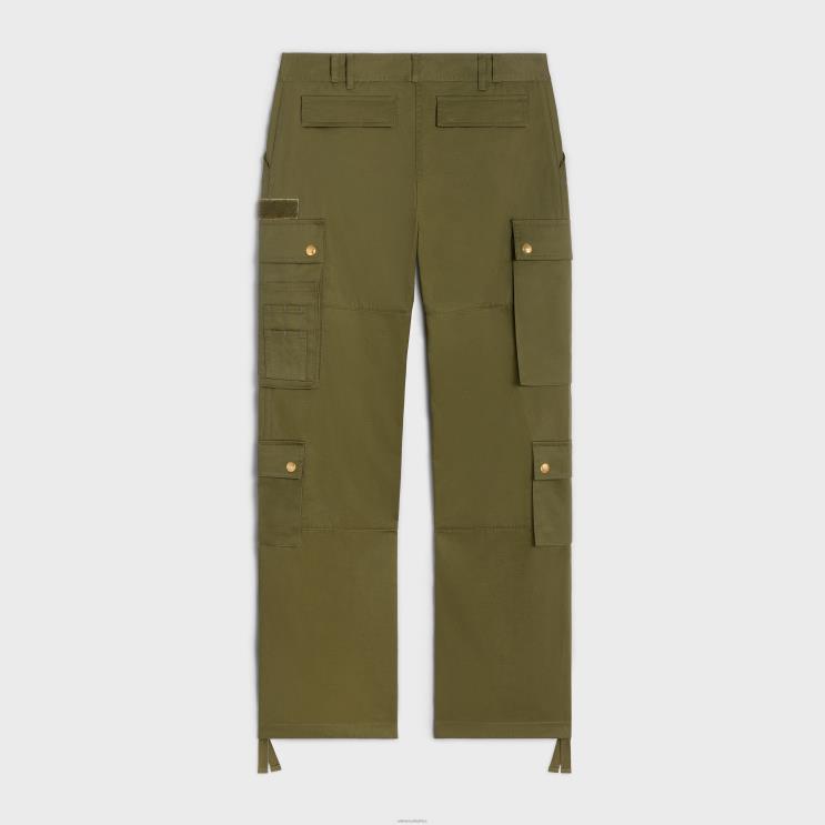 CELINE Kaki Militaire Cargo Pants in Cotton Linen R0ZNN650