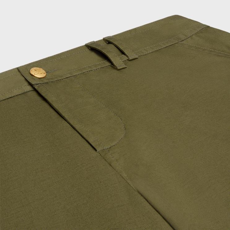 CELINE Kaki Militaire Cargo Pants in Cotton Linen R0ZNN650
