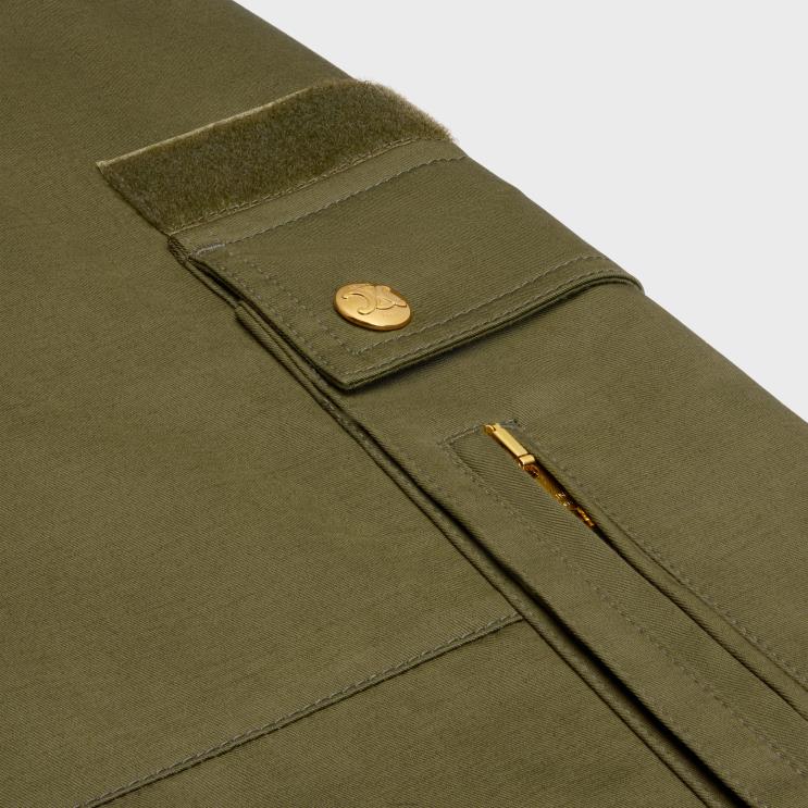 CELINE Kaki Militaire Cargo Pants in Cotton Linen R0ZNN650