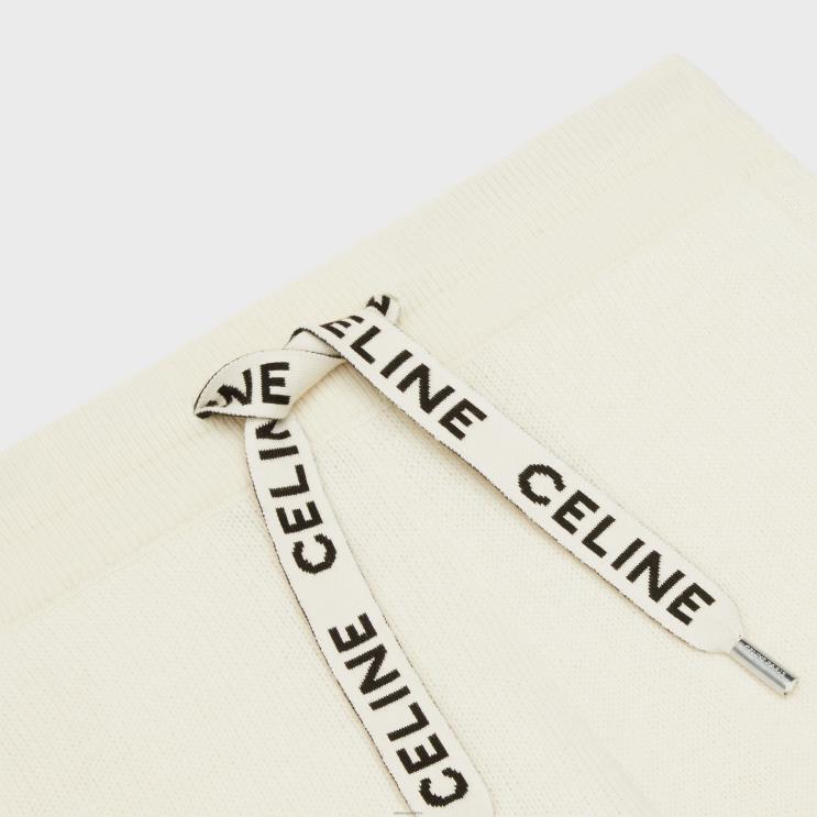 CELINE Off White Track Pants in Cashmere Wool R0ZNN883